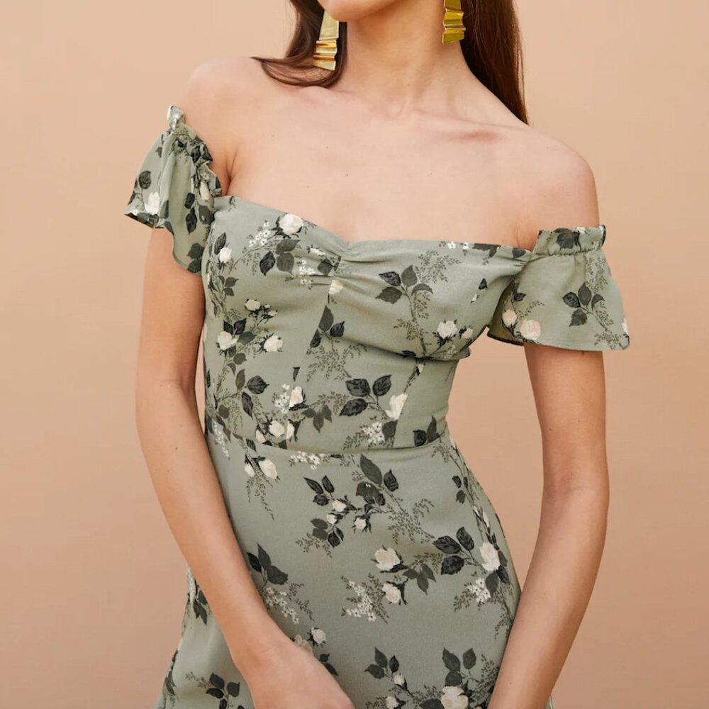 Reformation Butterfly Dress – Verde Light Green, Size XS